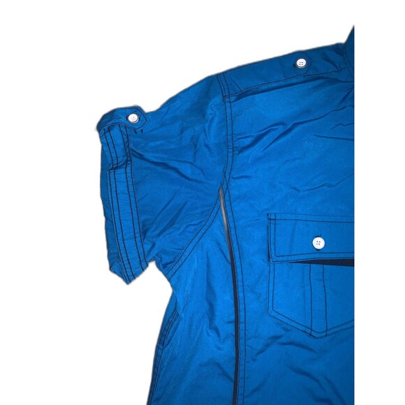 Mens Blue Vertical Polo Shirt Large - Picture 4 of 6